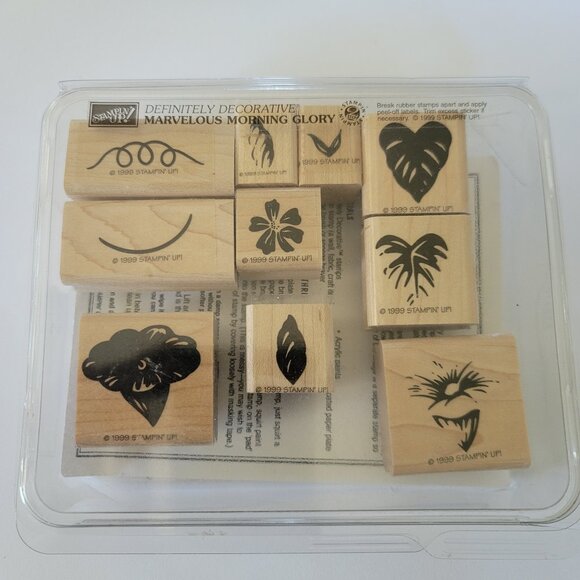 1999 Stampin' Up Marvelous Morning Glory Rubber Stamps Flowers & Leaves - Picture 1 of 12